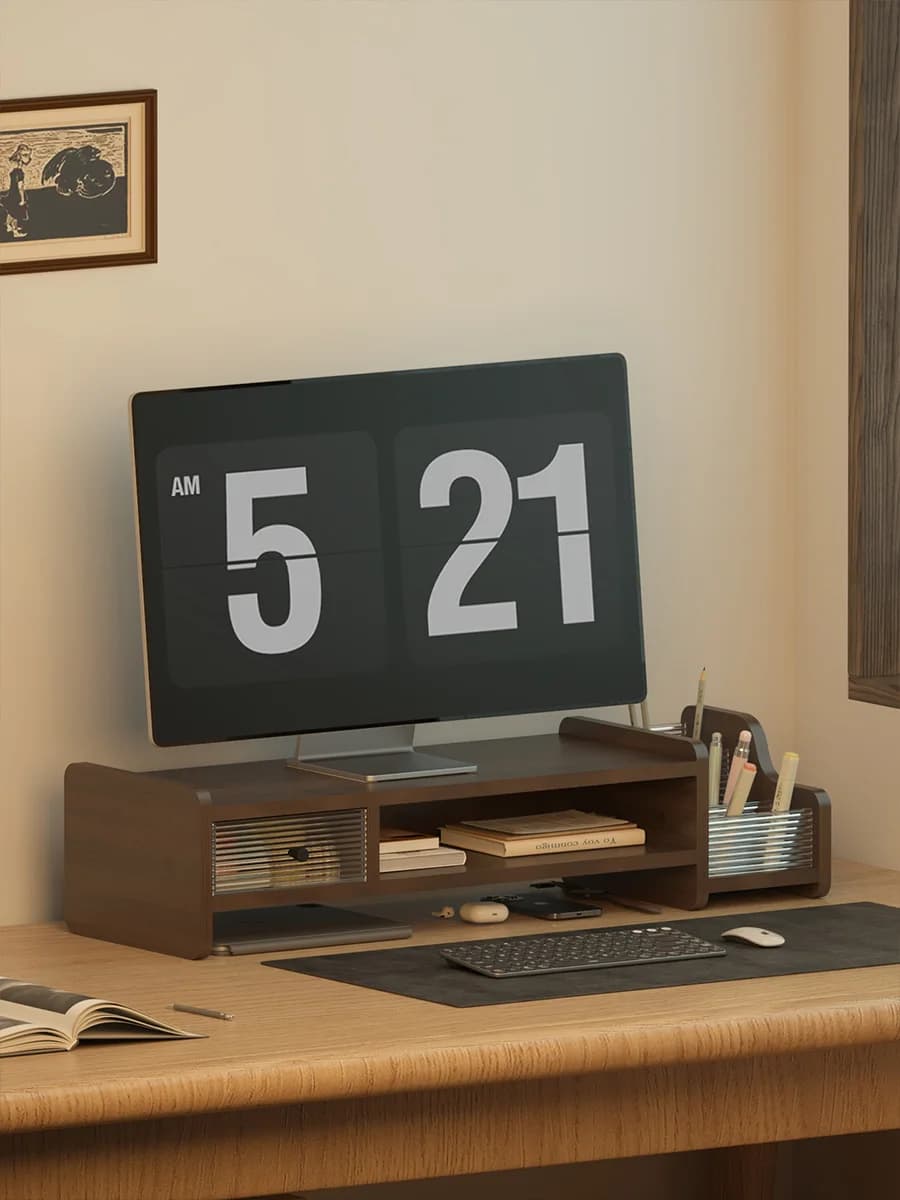 Monitor Support for Desk, Notebook Door, Office Supplies, Multi-layered Support with Parts, Artistic Design