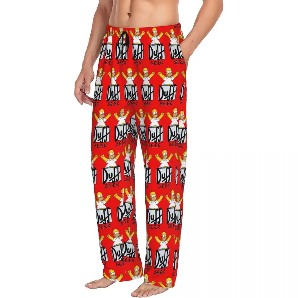 Pantaloni da pigiama da uomo Duff Beer personalizzati Pantaloni da notte per dormire con tasche
