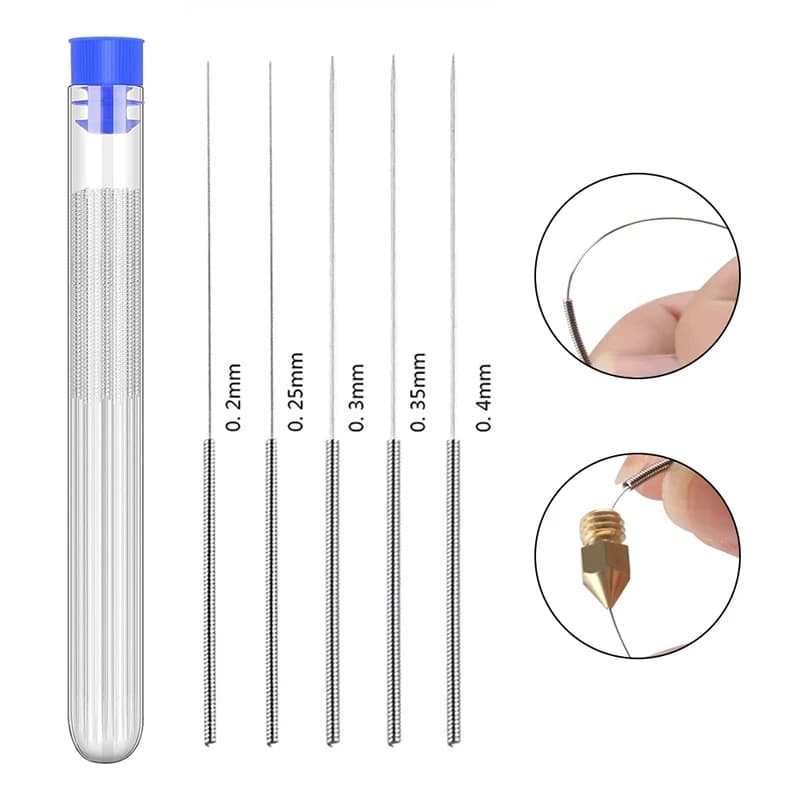 10 pz Kit di Pulizia Ugello Stampante 3D 0.2-1.0mm Aghi Per La Pulizia Ugello In Acciaio Inox Pulitore Ugello Stampante 3D Per stampante 3D