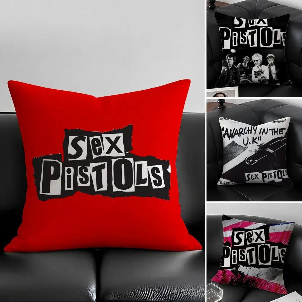 S-Sex Pistols-S Cushion Cover Natural Linen Pillowcase Set, All-in-One Decor for Sofa, Bedroom & Chair