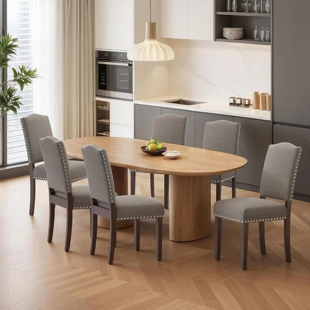 Set di 6 Sedie da Pranzo Imbottite con Sedili Imbottiti, Adatte per Cucina, Sala da Pranzo, Soggiorno e Ristorante in Stile Moderno