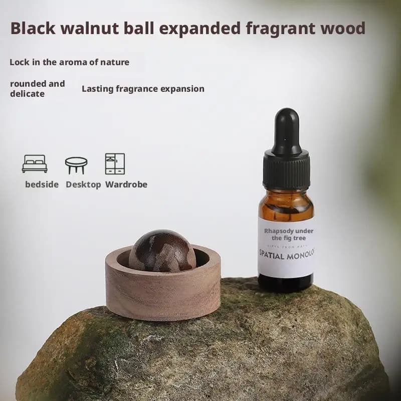 Auto e Casa Diffusore di Aromaterapia Legno Noce Nera Pietra Rotonda Cruscotto Olio Essenziale Legno Ornamenti Per Auto Palla Fragranza Diff U9S9