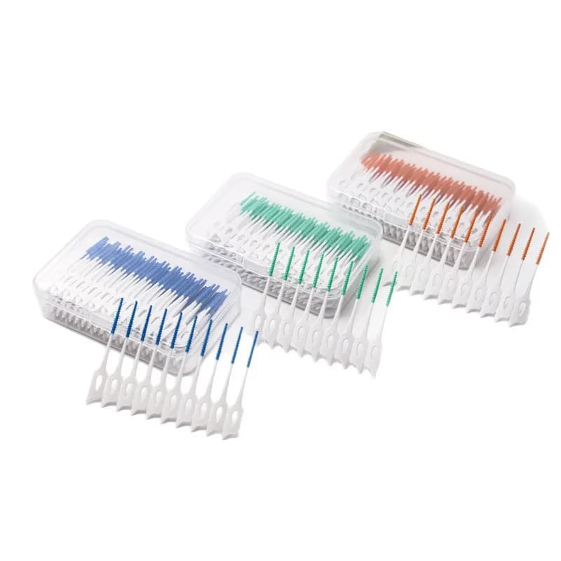 Spazzolino interdentale in silicone da 200 pezzi Plettri dentali per la pulizia dei denti Stuzzicadenti in silicone filettato Strumenti per l'igiene orale