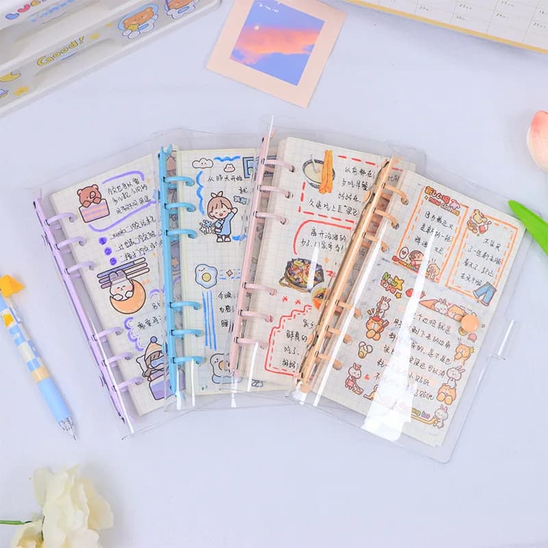 A6/A5 Rosa Blu Viola Raccoglitore Copertina del taccuino e adesivo fotografico Raccogliere libro Diario Agenda Planner Carta di cancelleria scolastica