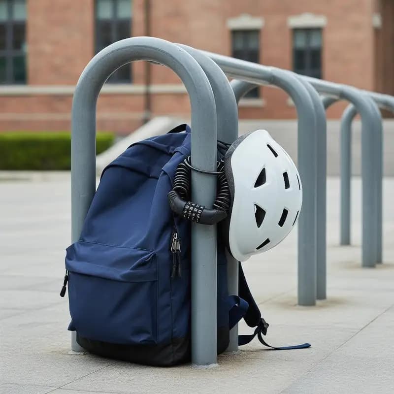 Lucchetto per Casco con Cavo a Combinazione a 4 Cifre, Antifurto Robusto Nero per Moto, Bici e Viaggi all'Aperto