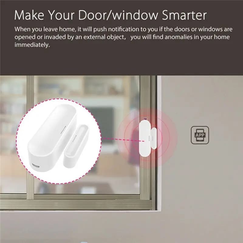 Sensore WiFi Tuya Smart per Porte e Finestre, Rilevatore Wireless per Casa Intelligente, Allarme Remoto USB con App per Apertura/Chiusura
