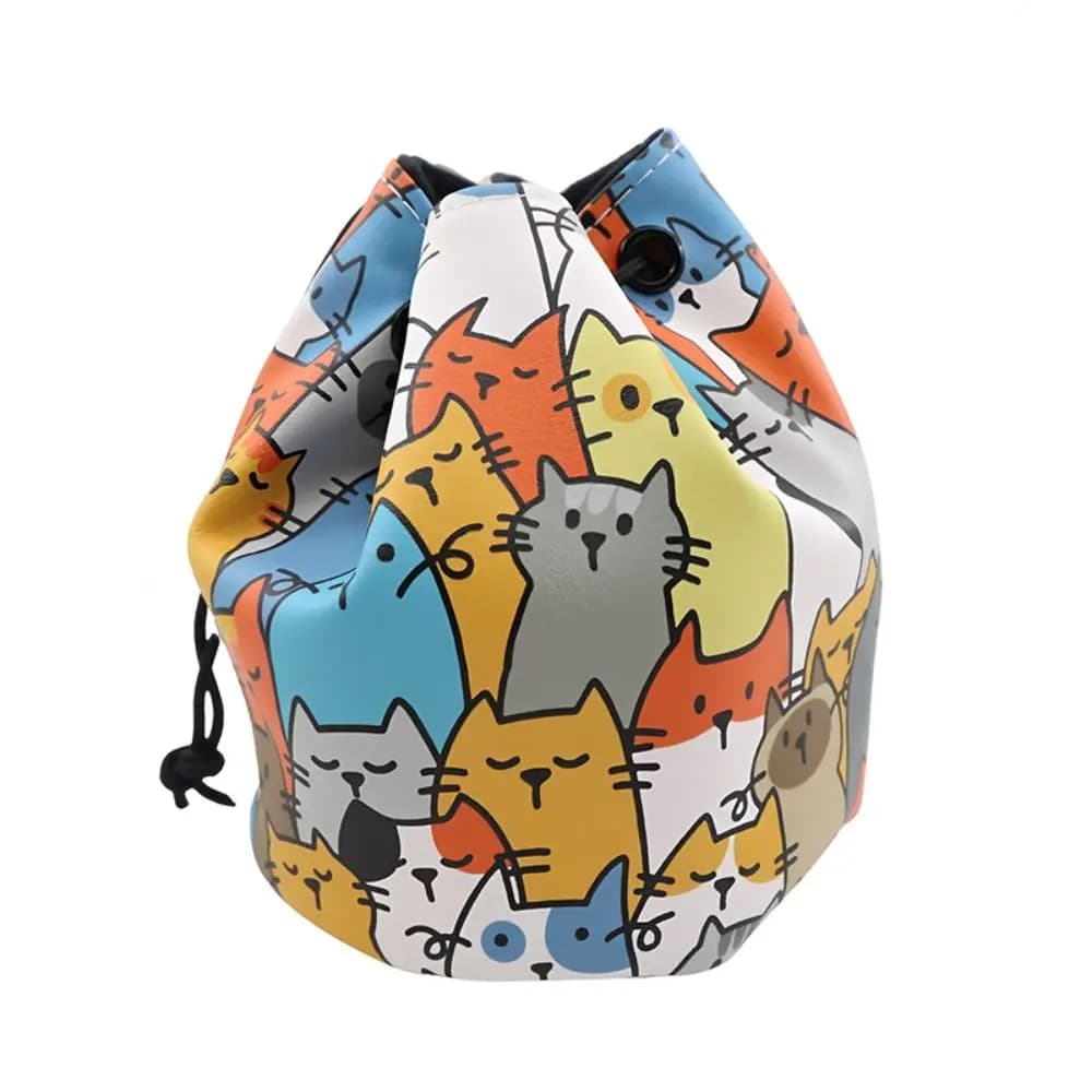 Borsa portaoggetti per palline da golf per cuccioli Graffiti Custodia impermeabile per palline da golf in pelle PU con coulisse Carino pratico di grande capacità