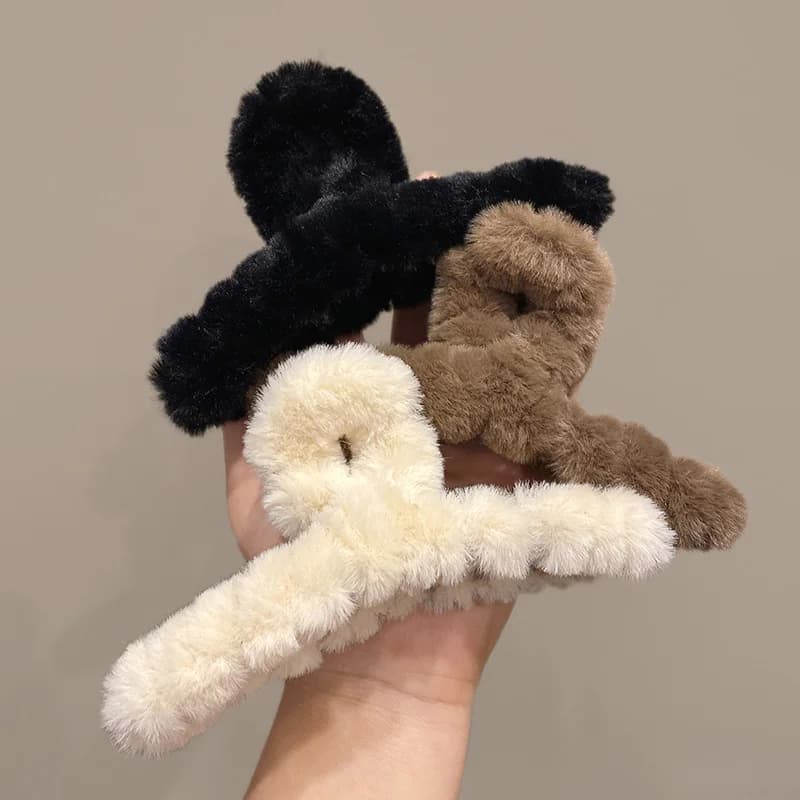 Molans Grande Peluche Artiglio Dei Capelli Clip di Squalo Semplici Barrettes Fermagli Per Capelli di Granchio Per Le Donne Hairgrips Autunno Inverno Accessori Per Capelli
