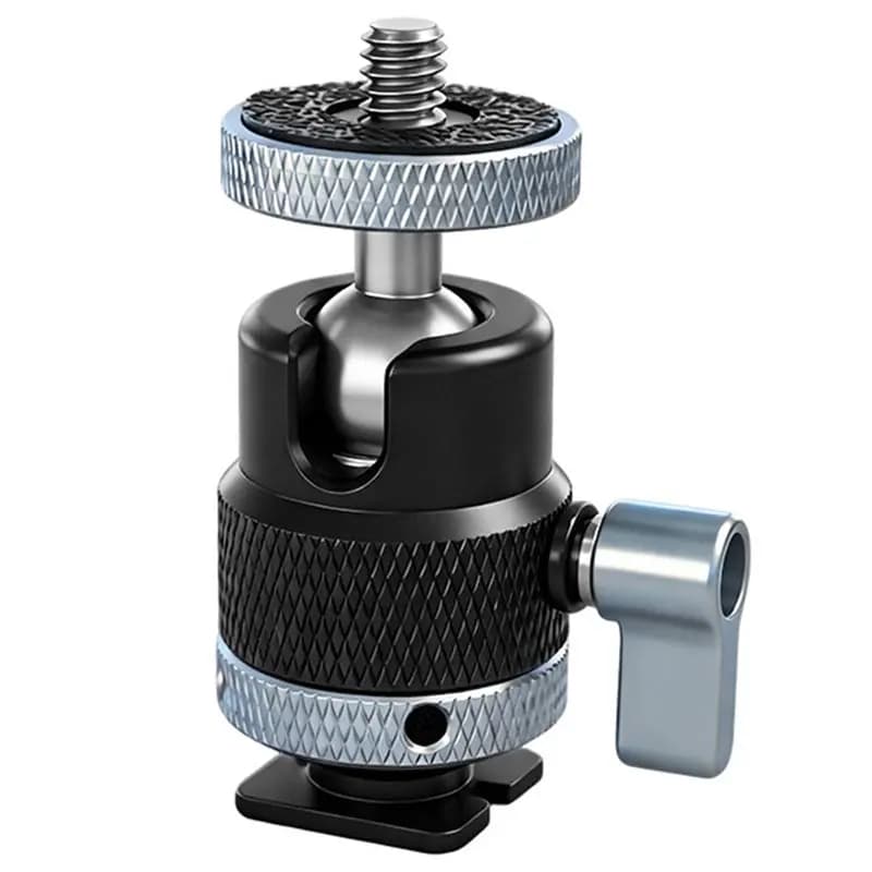 JABS-360 ° Adattatore Girevole con Testa a Sfera in Metallo e Attacco Cold Shoe per Fotocamera DSLR, Telefono, Monitor, Microfono, Treppiede e Accessori