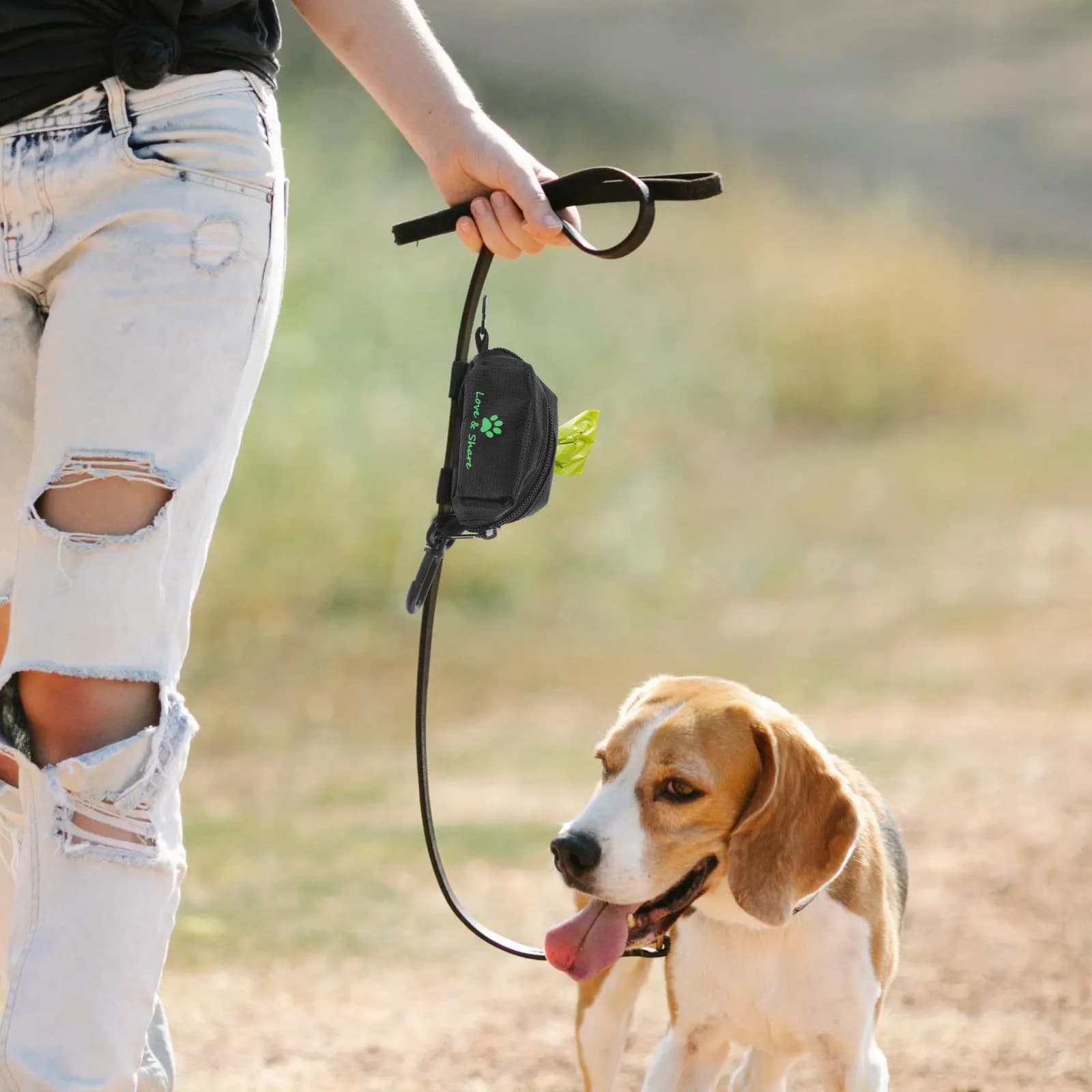 Accessorio per Guinzaglio, Porta Sacchetti per Escrementi Leggero per Cani, per Passeggiate, Corsa, Escursioni, Nero, Sottile e Leggero