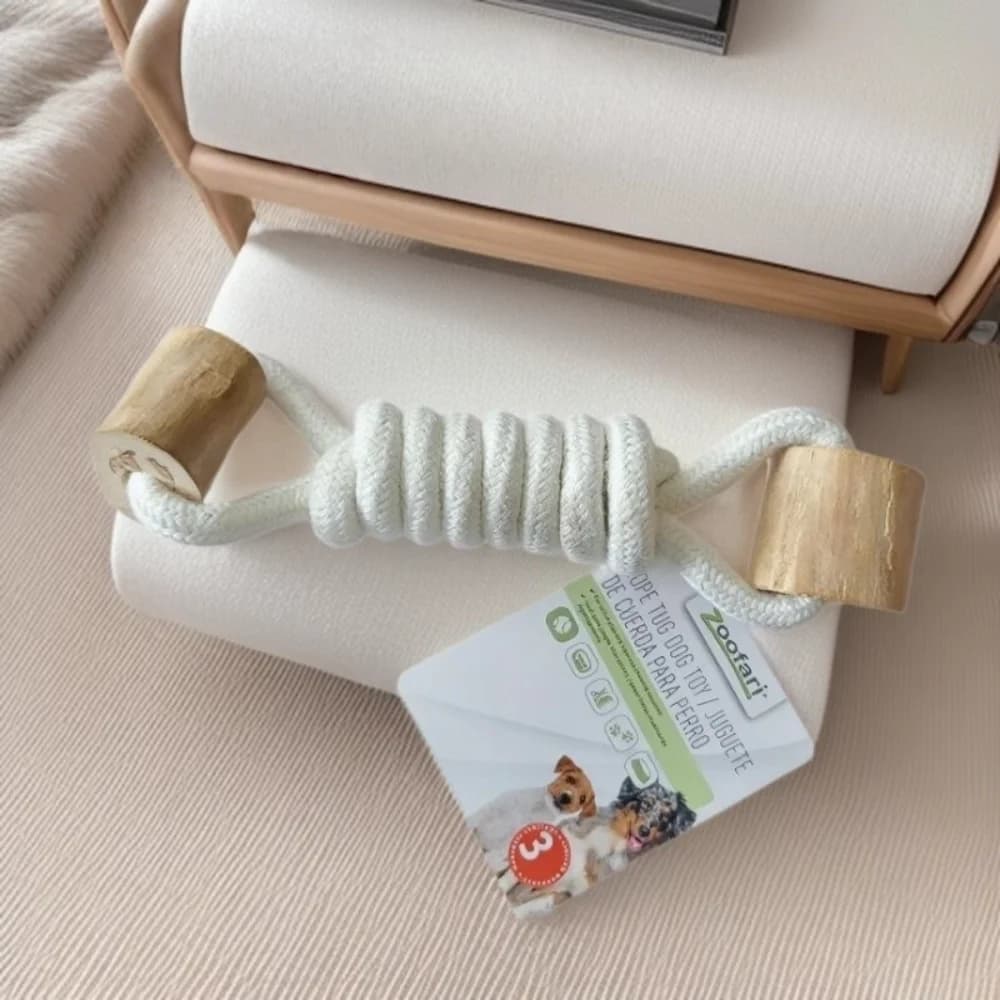 1 Pezzo Giocattolo da Masticare per Cani in Legno e Corda: Giocattolo Dentale Completamente Naturale per Stimolazione Mentale Interattiva e Pulizia dei Denti
