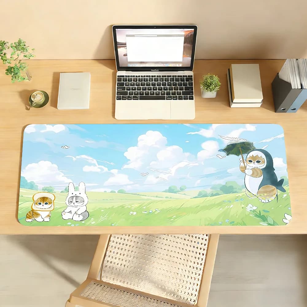 Tappetino per mouse con gatto carino M-MofusandS, antiscivolo, per scrivania, accessori per PC e laptop, tastiera da ufficio, grande, per giocatori, decorazione