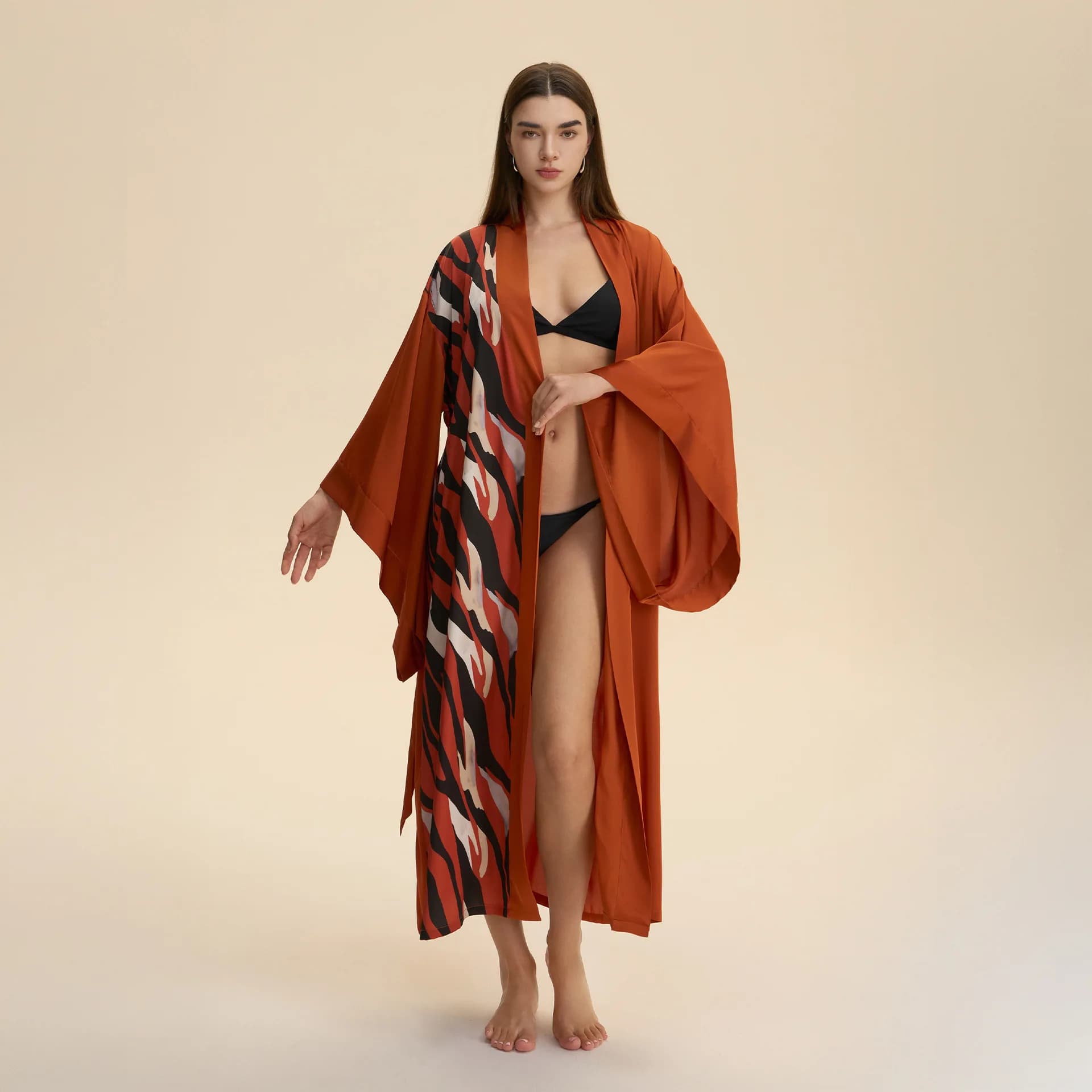 Pigiama lungo femminile oversize con stampa floreale, kimono, accappatoio, pigiama casual in rayon allentato