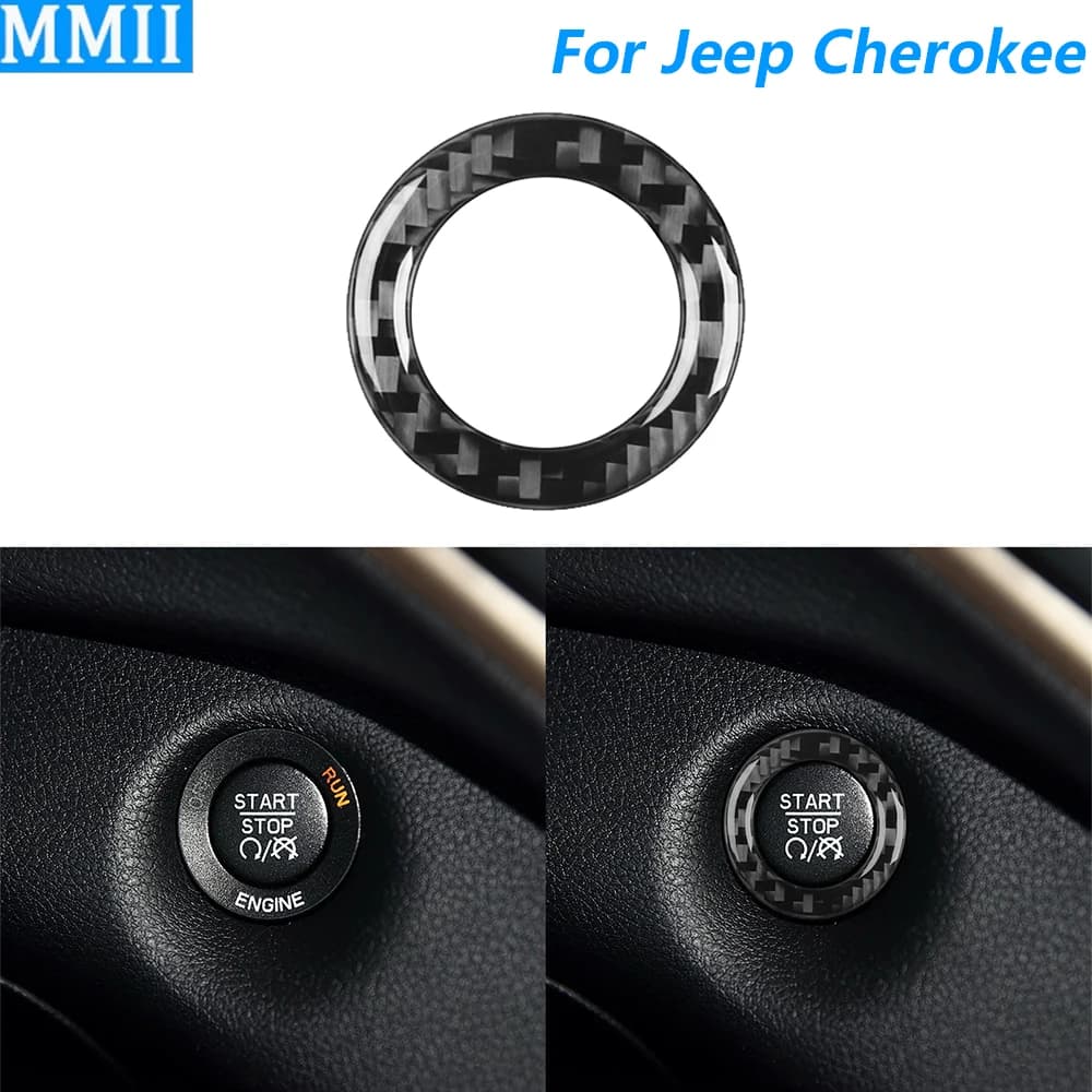 Per Jeep Cherokee 2014-2018, Copertura Decorativa in Fibra di Carbonio per Pulsante di Avvio/Arresto, Accessori Auto, Adesivo
