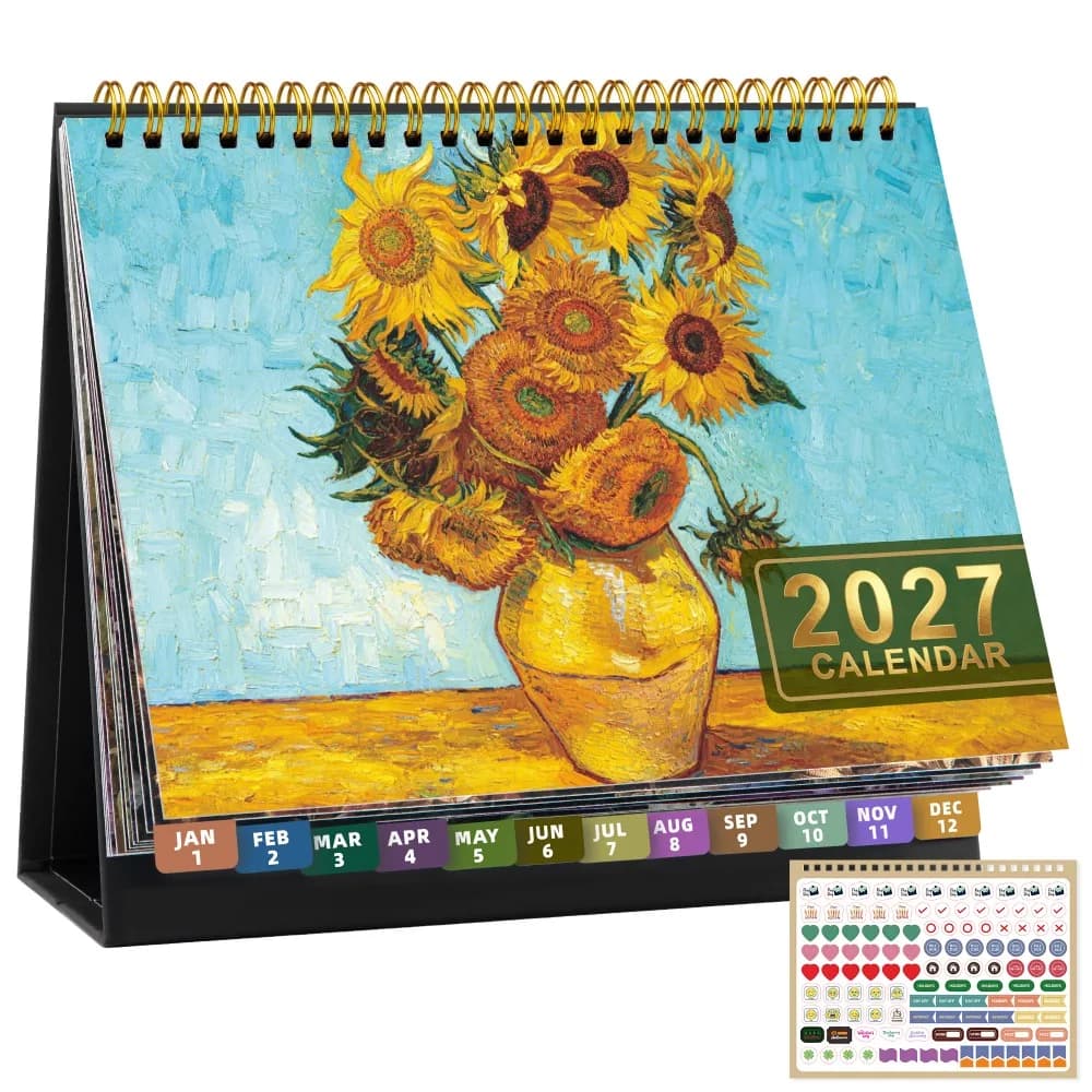 Wirebound Desk Calendar Notebook Daily Planner Desktop Paper Calendar Multi-function Tear-Off Pages Agenda Organizer Home Decor