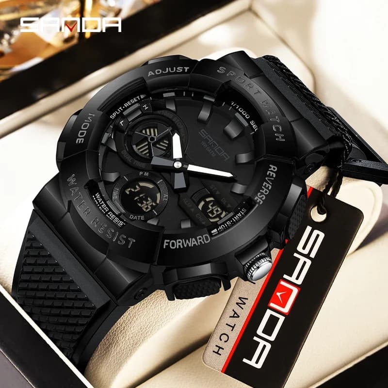 SANDA G stile militare orologio da uomo doppio display cronometro sportivo uomo orologio da polso elettronico impermeabile sveglia orologi al quarzo