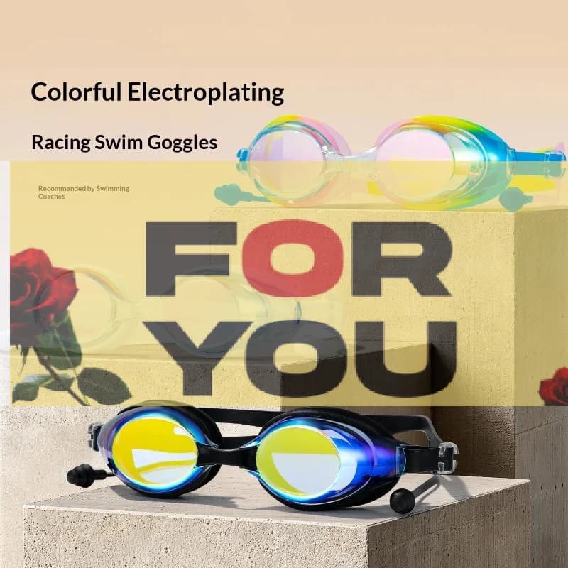 daOD da Electroplated swimwear with ear plugs, anti-fog, UV protection, waterproof, for adults