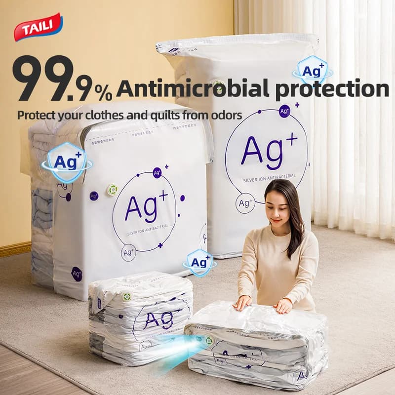 TAILI 1 pz Sacchetti sottovuoto No bisogno di pompa Grande sacchetto di plastica per riporre vestiti Coperta Borsa di compressione Accessori da viaggio