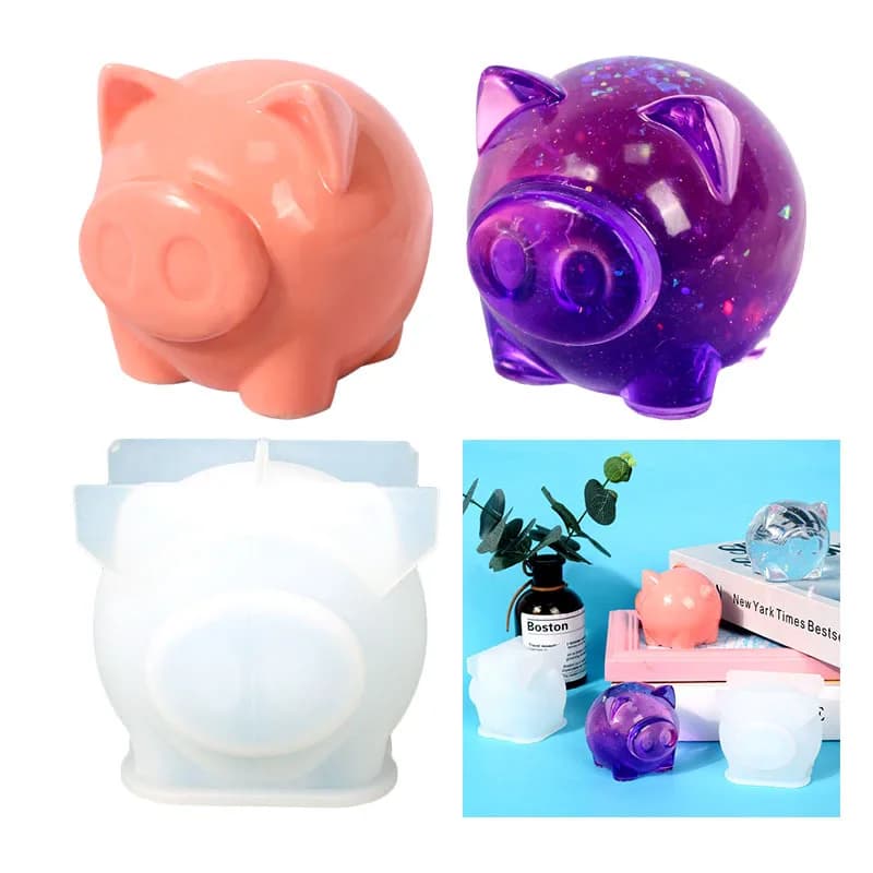 Stampi in silicone per maiale piccolo Pendolo in resina animale Stampi per colata epossidica in resina di cristallo Modello di sapone di maiale 3D Decorazione artigianale fai-da-te