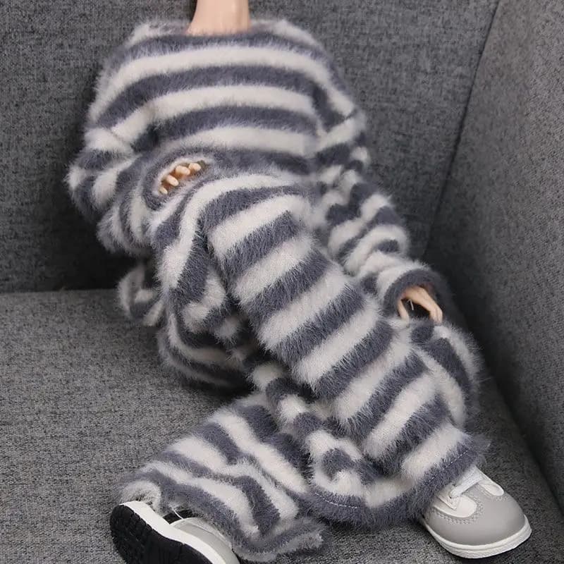 Vestiti per bambole 1/3 1/4 1/6, adatti per bambole BJD da 77/75/70/45/30 cm, pigiama a righe, accessori per giocare a casa delle bambole, senza bambola