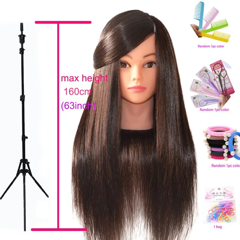 85% Real Hair Doll Head for Hairstyle Hairdresser Professional mannequin head Styling to practice Hot curling plate Straightening