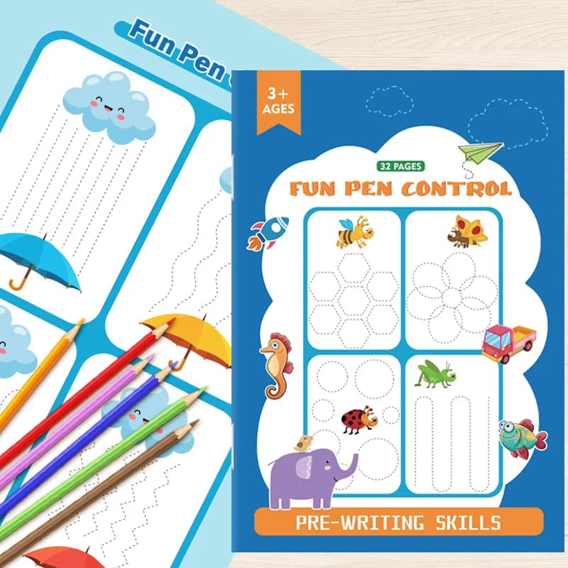 Pen Control Training Book, Fun Sketching and Copying, Concentration and Fine Motor Education Activity, Whole Brain Development