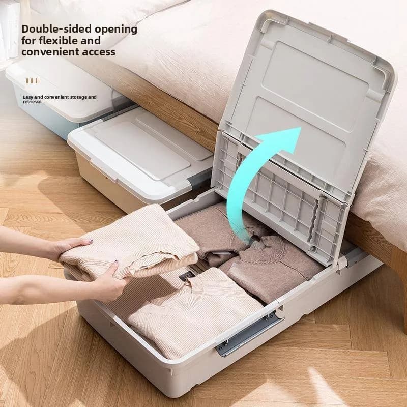 under Bed Storage Box Drawer Style Large Capacity Organization Box Bedroom Plastic Wheels Included Hideaway Bin Nordic Style