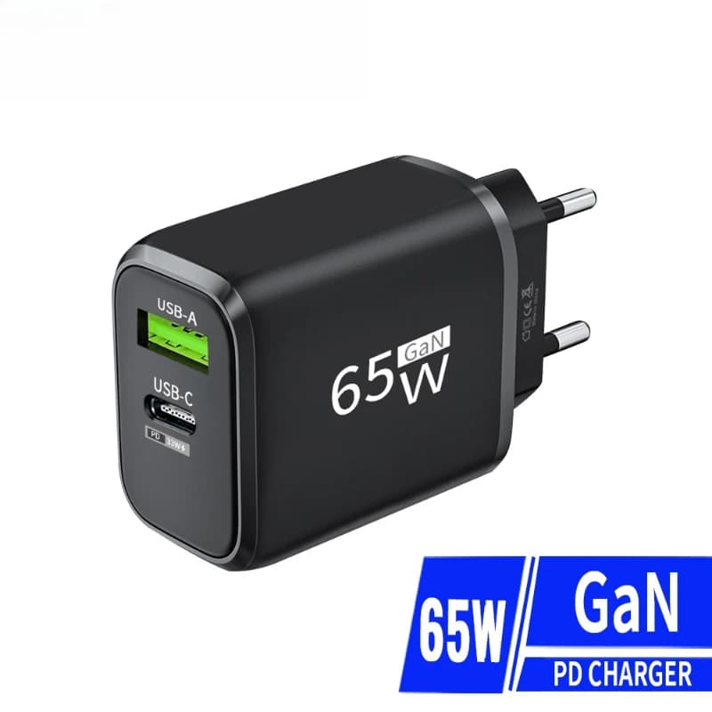 Caricabatterie rapido da parete USB Type C GaN da 65W con spina EU/US per iPhone, Xiaomi, Samsung, Huawei, caricatore rapido USB C.