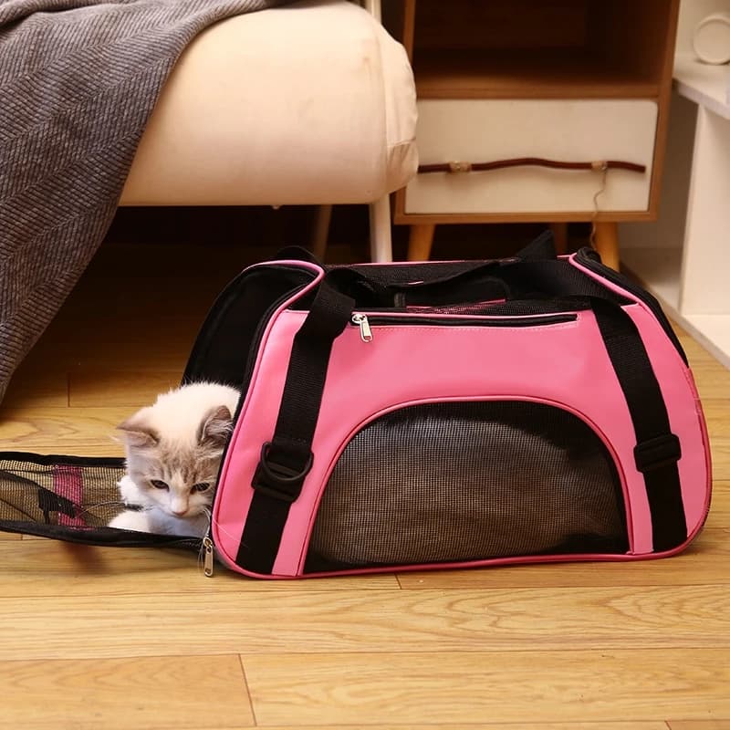 Borsa da trasporto per animali domestici in rete portatile Borsa da viaggio pieghevole per cani e gatti Trasportino per piccoli animali traspirante per viaggi all'aperto e uso quotidiano