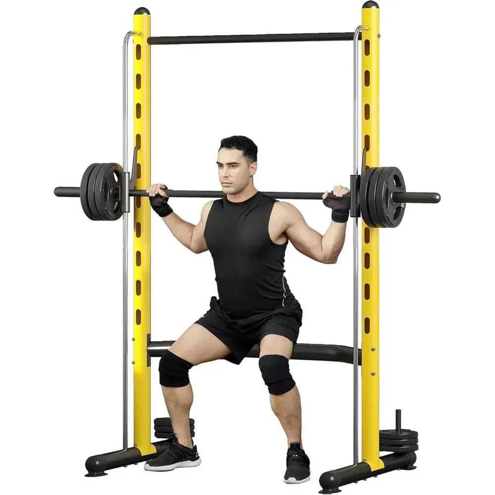 Rack da Allenamento Regolabile con Barra per Squat e Trazioni per Allenamenti di Forza in Palestra Domestica