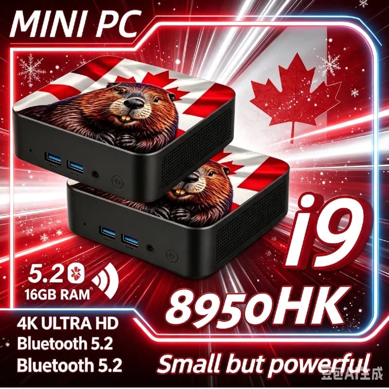 Canada Flag Ultra Slim Mini Desktop PC 2026 Core i9‑8950HK 16GB 2TB SSD Smooth Performance for Daily Study Office & Light Gaming