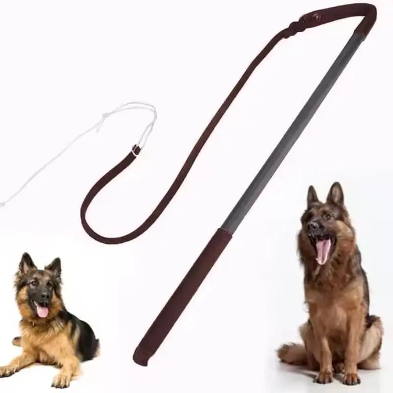 Frusta per Addestramento Cani, Bastone in Pelle per Correzione del Comportamento degli Animali, Strumento di Addestramento Durevole per Cani con Cordino in Nylon Sostituibile