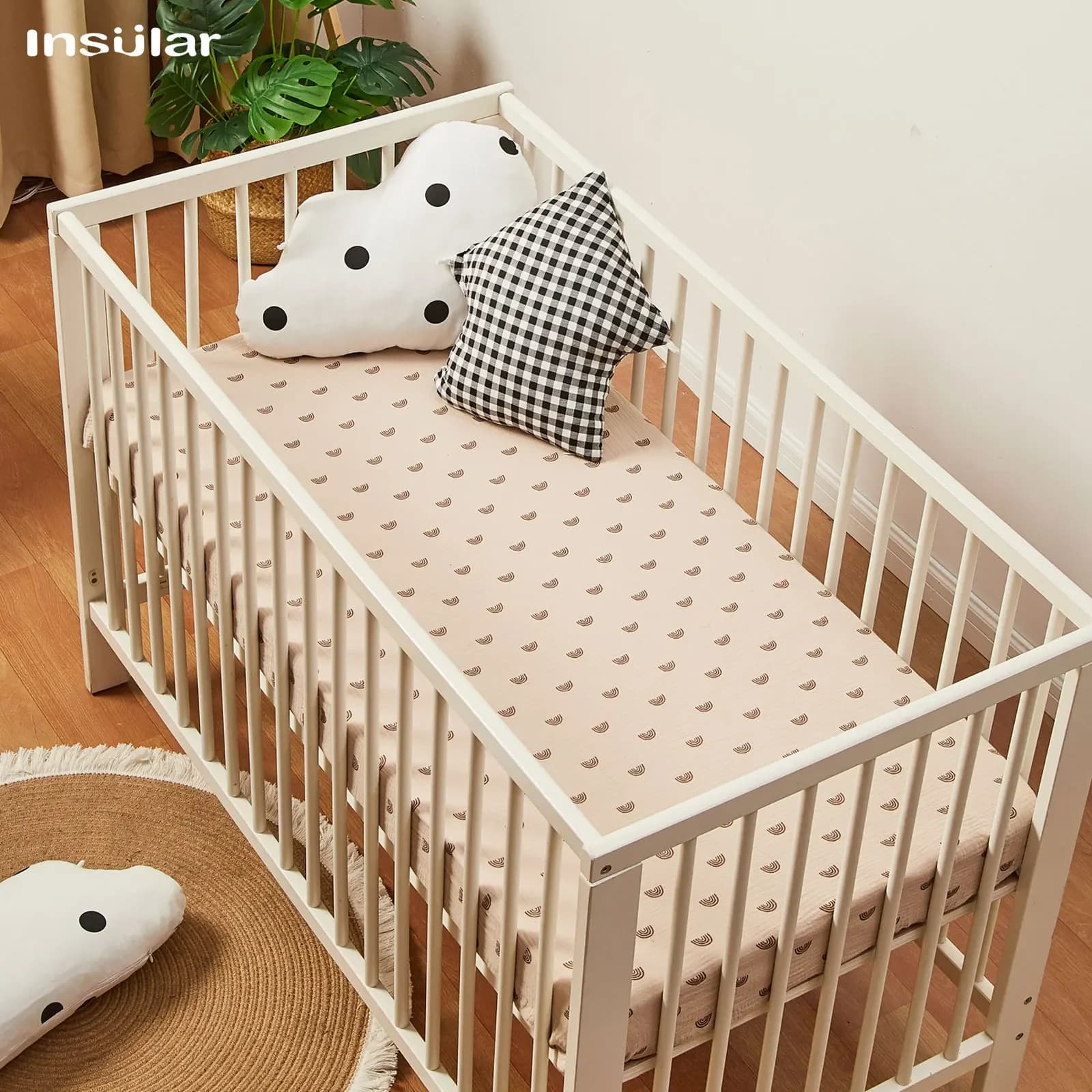 130*70 cm Soft cot bed linen Print baby bed linen Set Mini cotton cot bed linen