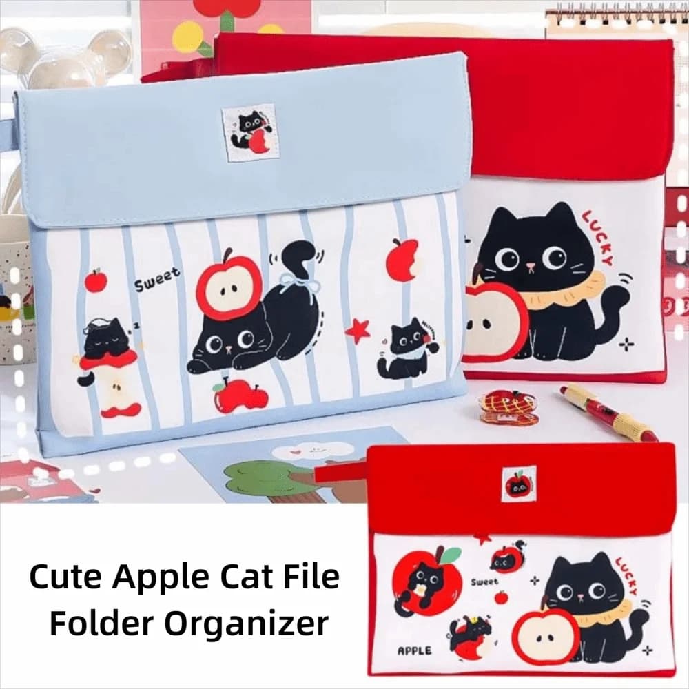 Cartella Portadocumenti Multifunzionale a Forma di Gatto, Organizzatore Portatile Antipolvere, Grande Capacità, Rinforzato
