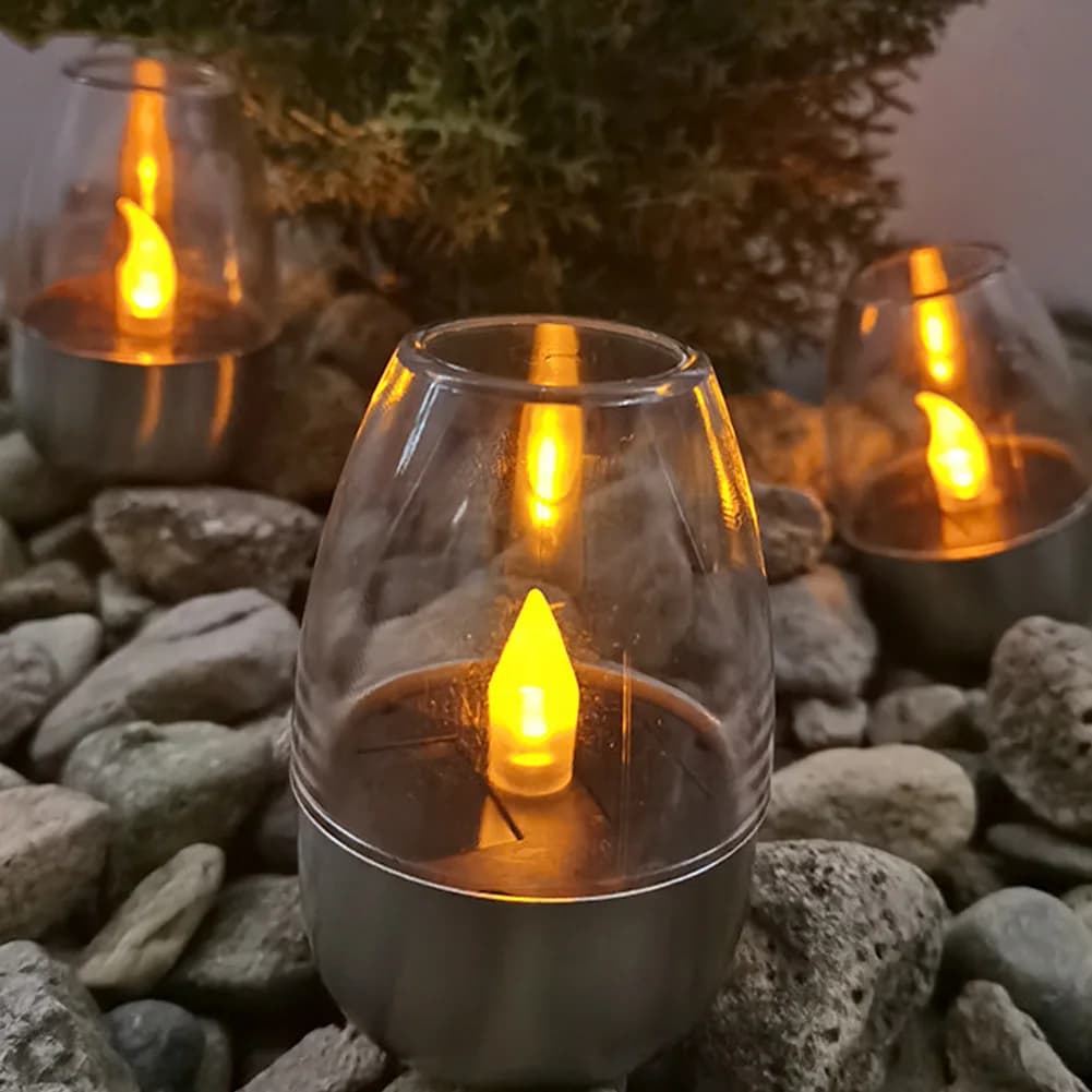 1-4 outdoor LED candles stainless steel weatherproof candles for outdoor weatherproof garden balcony decoration