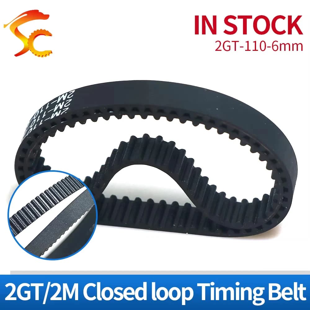Cinghia dentata GT2 110 a circuito chiuso in gomma 2GT-110-6, 55 denti, lunghezza 110mm, larghezza 3/5/6mm per stampante 3D