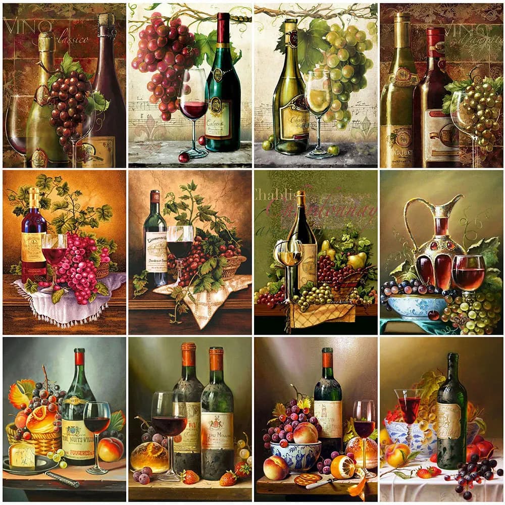 HUACAN 5D pittura diamante fai da te piazza piena nuovo arrivo tazza di vino frutta ricamo paesaggio strass mosaico decorazioni per la casa