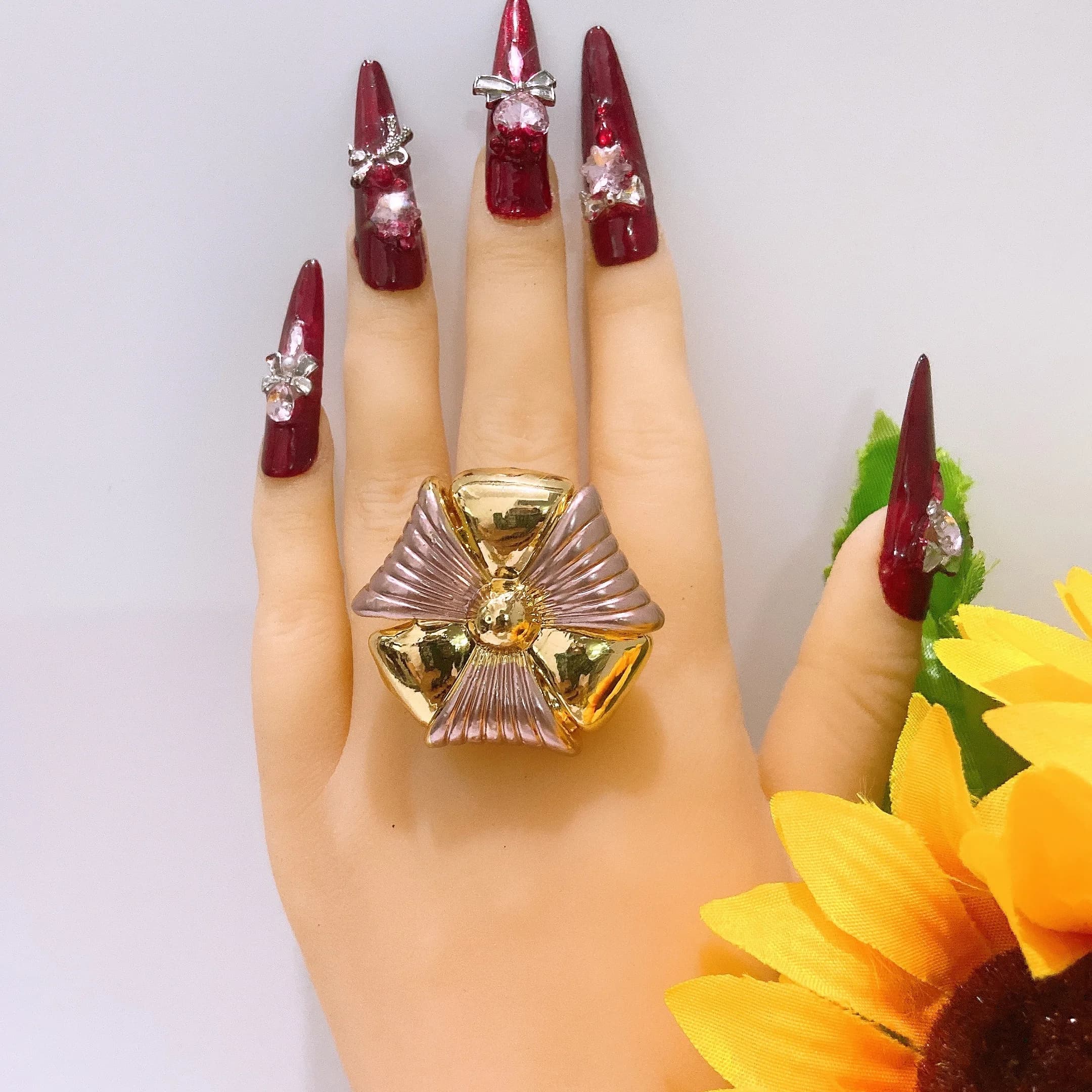 Anello da festa semplice a forma di fiore rosa, splendido gioiello per Natale, leggero, da indossare tutti i giorni, regalo, spedizione gratuita