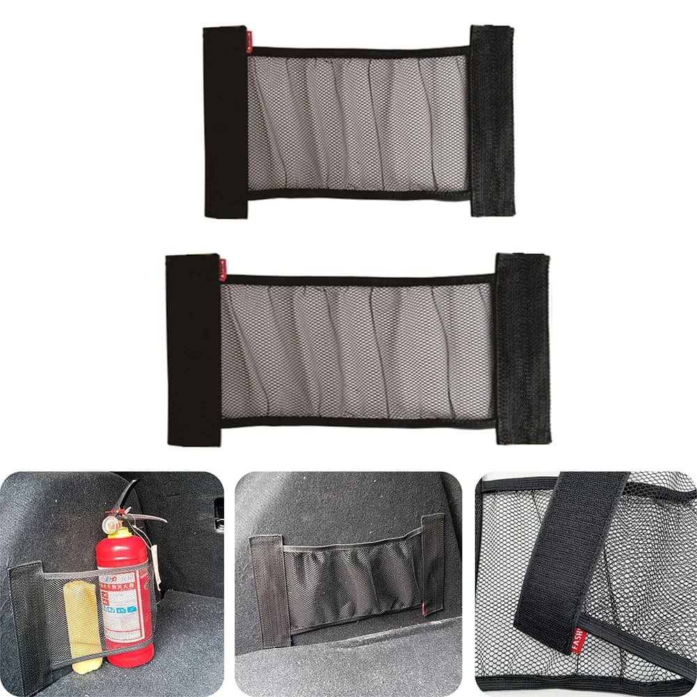 Bagagliaio dell'auto cinghie fisse in rete elastica Organizer per interni Auto borsa a rete per estintore gabbia tascabile borsa posteriore universale per seggiolino Auto
