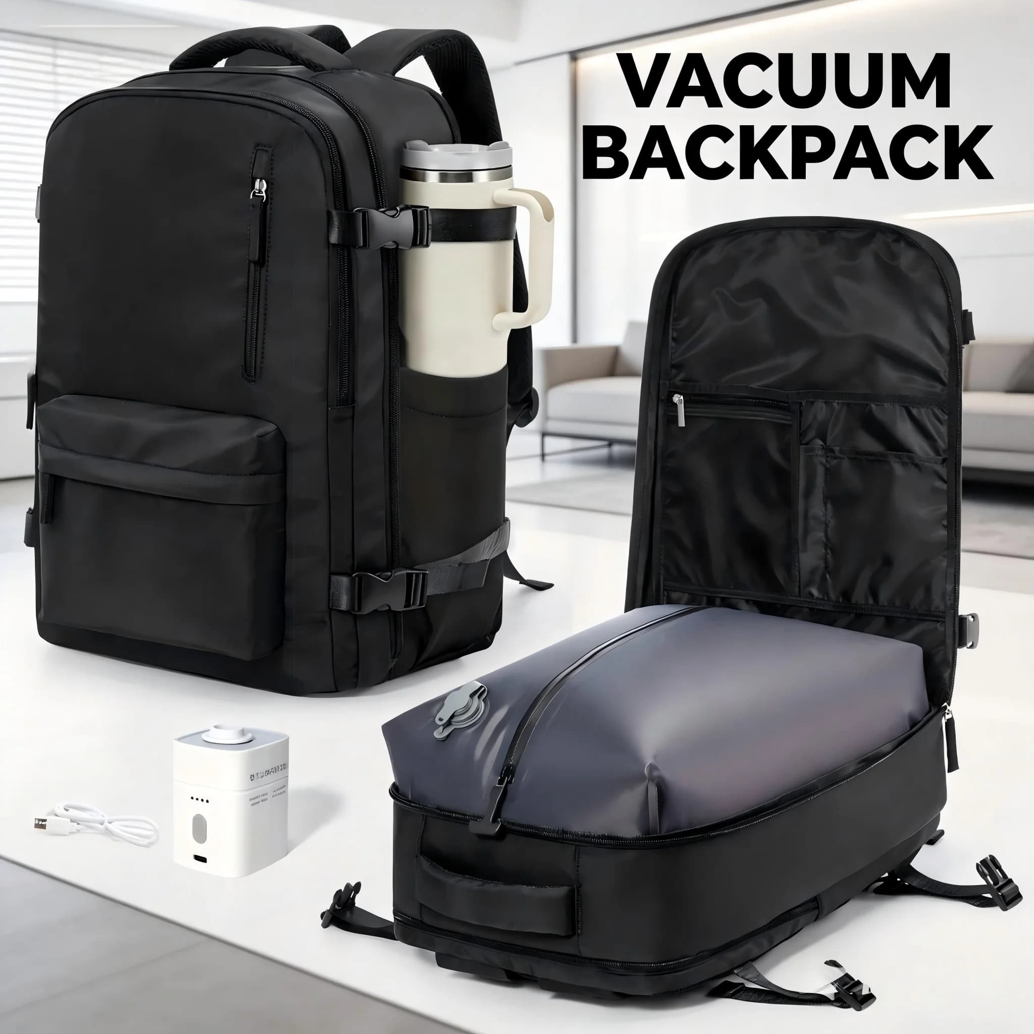 Zaino da Viaggio Sottovuoto, Borsa da Cabina Easyjet 45x36x20, Borsa Bagaglio a Mano per Laptop, Zaino per Uomo e Donna, Borsa Scuola, Sacche Sottovuoto