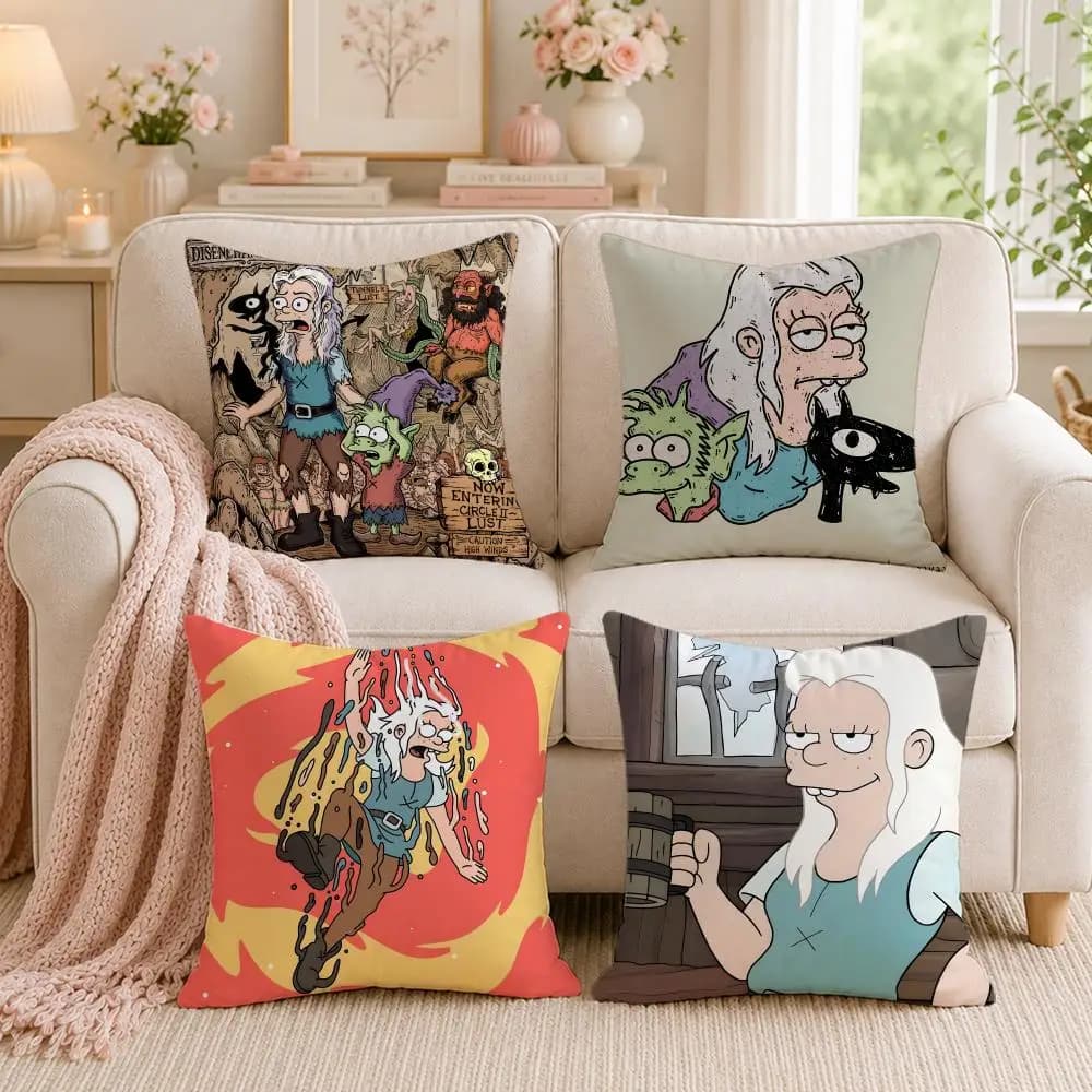 Adult Cartoon D-DisenchantmentS Cushion Cover Double-Sided Printed Pillow Cover Hypoallergenic Dust-Mite Proof