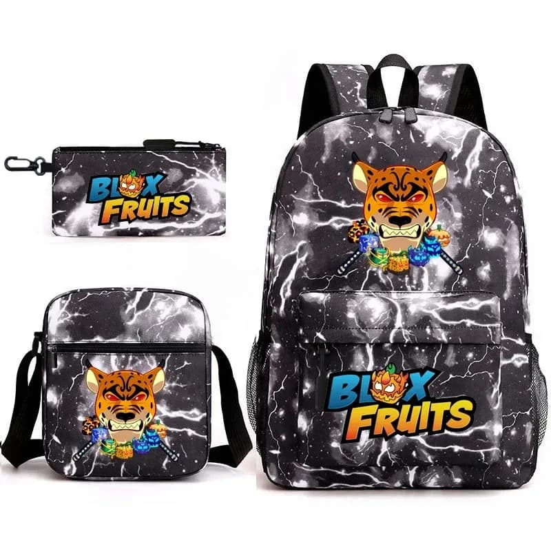 25COSGame Blox Fruits Backpack Schoolbag Shoulder Bag Pencil Case Set for Kids Students
