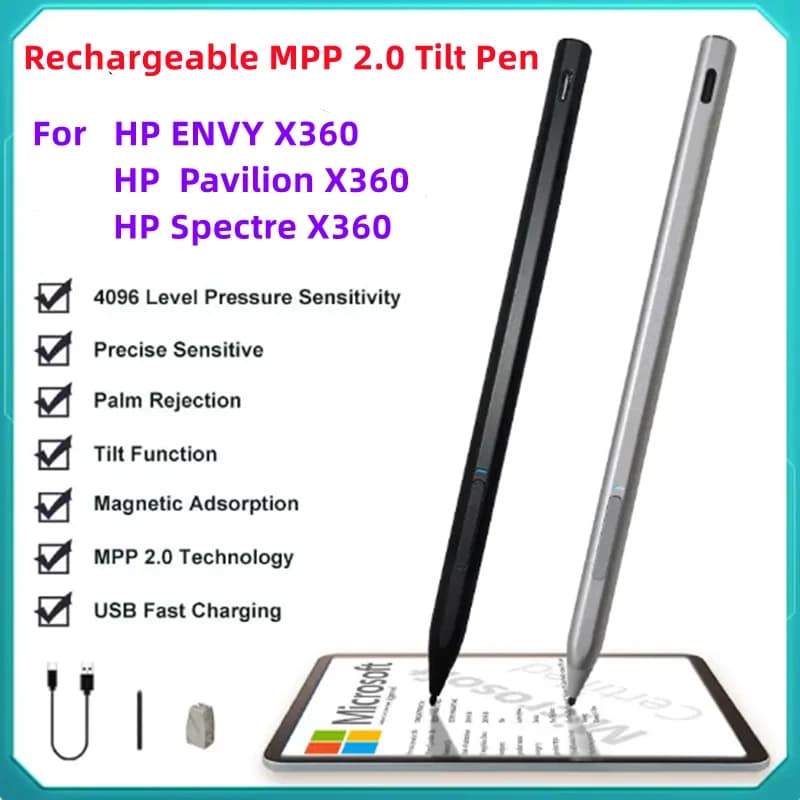 Penna Stilo Attiva Ricaricabile Magnetica a 4096 Livelli per HP PEN 1MR94AA, Compatibile con Laptop HP ENVY x360, Pavilion x360, Spectre x360