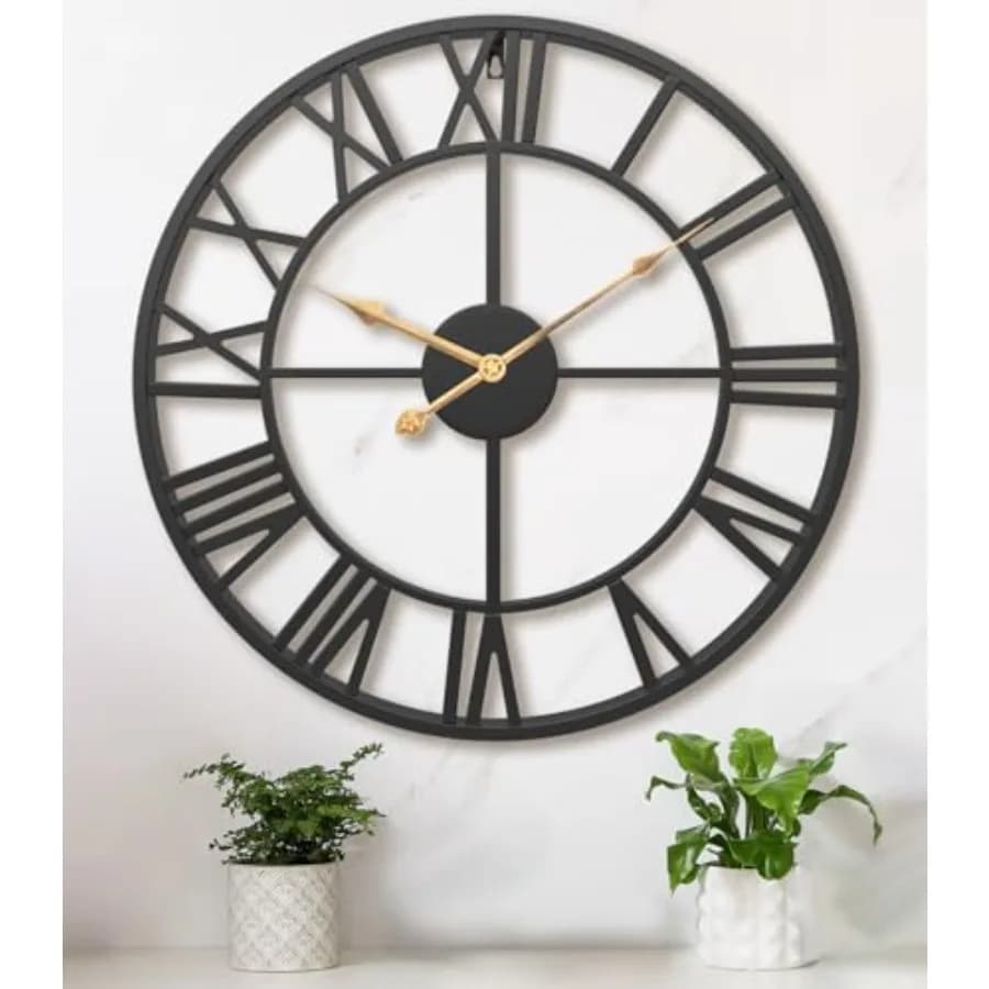 Orologio da Parete Gigante Extra Large, Silenzioso, Rotondo, Stile Vintage Industriale, in Metallo, con Grandi Numeri, per Soggiorno