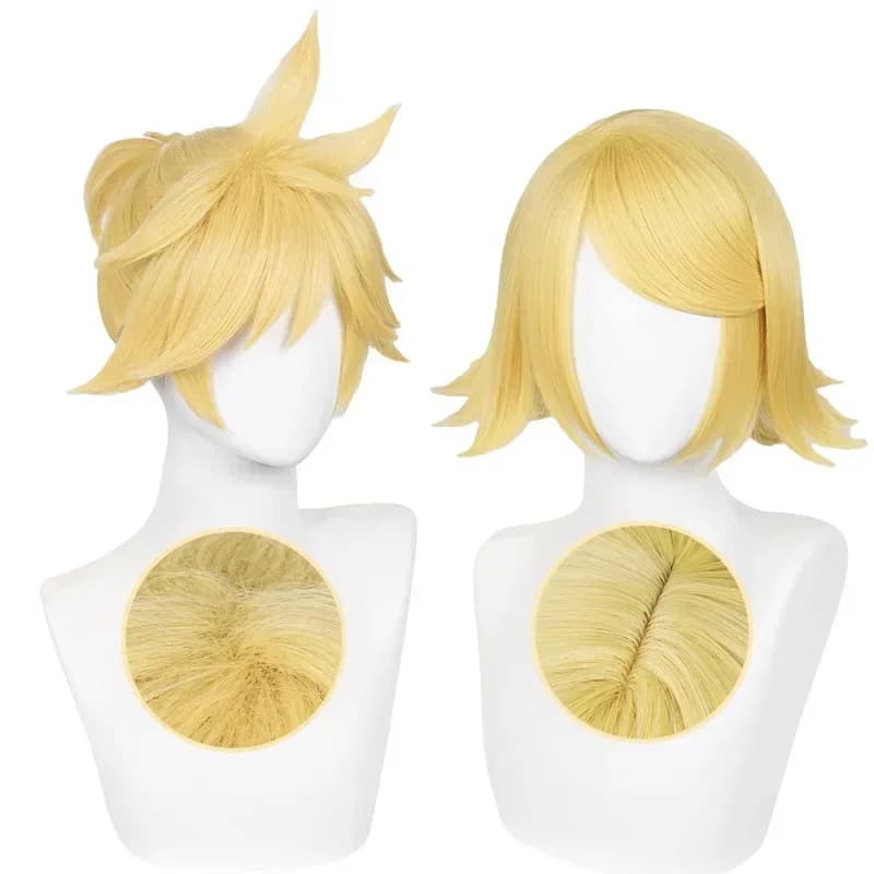 2026 New High Quality Rin Len Cosplay Wig Short Light Golden Women Man Heat Resistant Synthetic Hair Anime Wigs + Hairnet