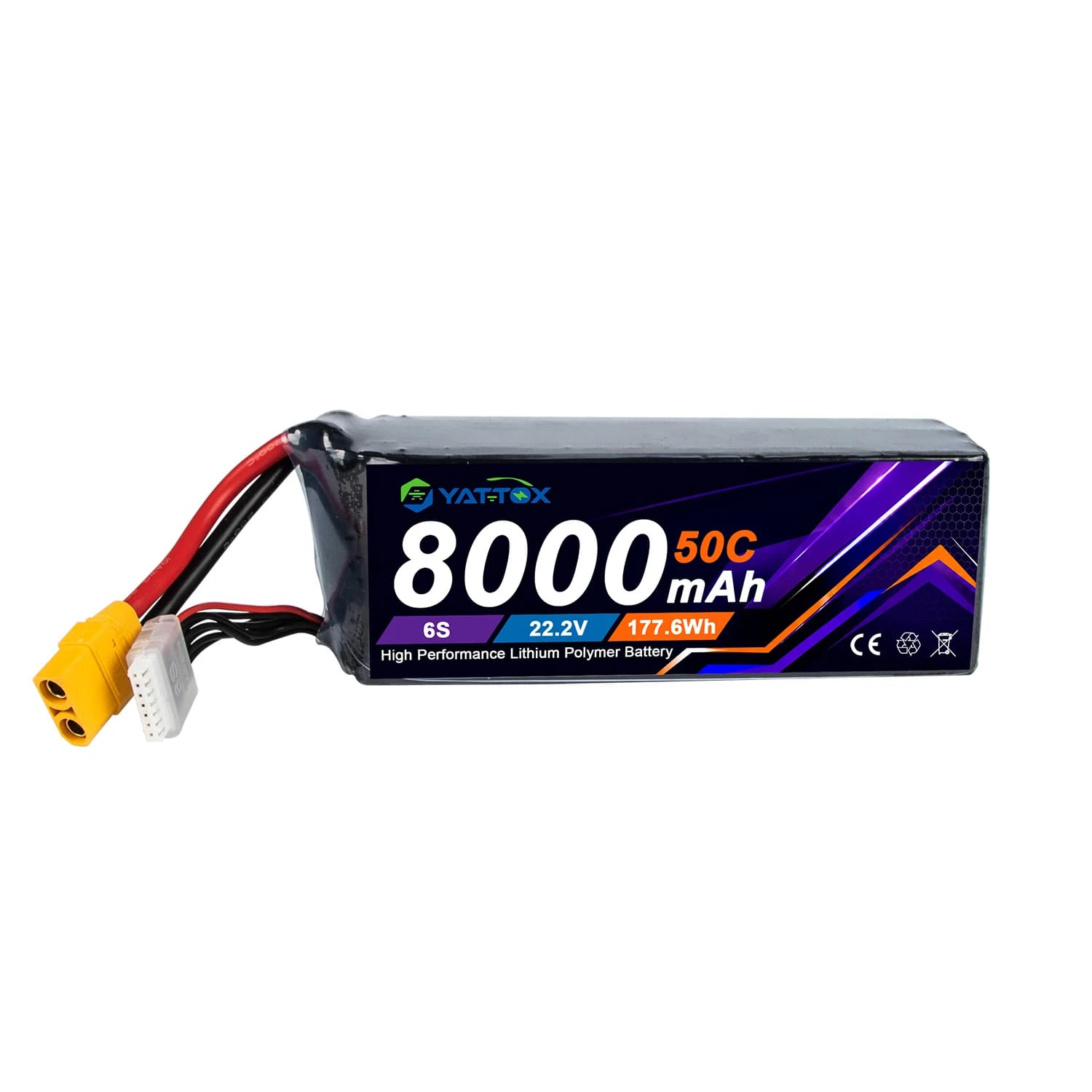 Yattox 6S 8000mAh 50C LiPo Battery 22.2V High Power Pack for Large RC Airplane EDF Jet Helicopter and Heavy Duty Models