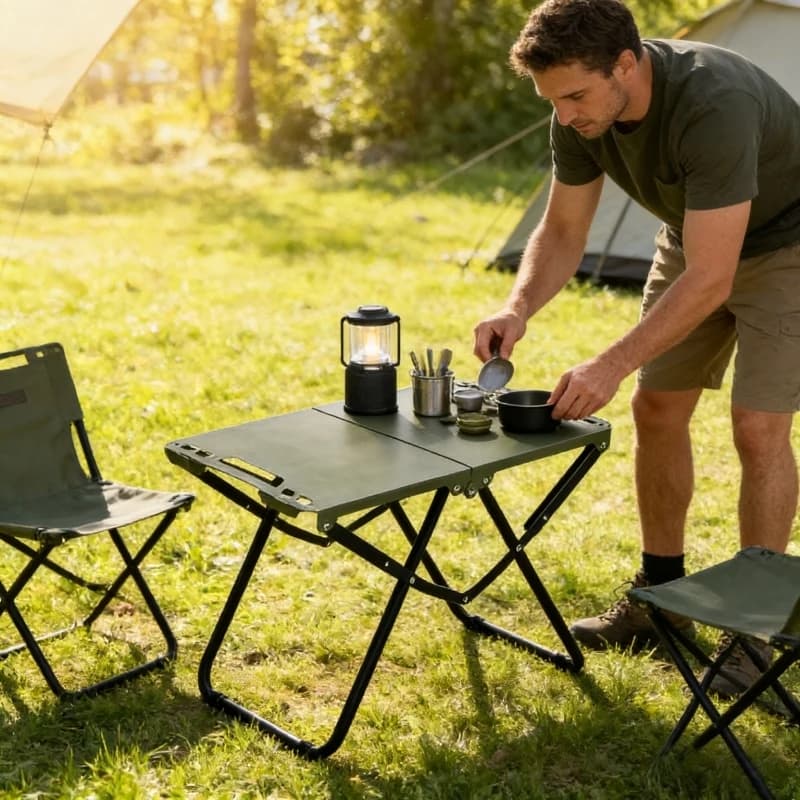 Tavolo da Campeggio e Picnic Pieghevole Leggero, Salvaspazio, Alta Capacità di Carico, Portatile per Patio, Giardino e Viaggi