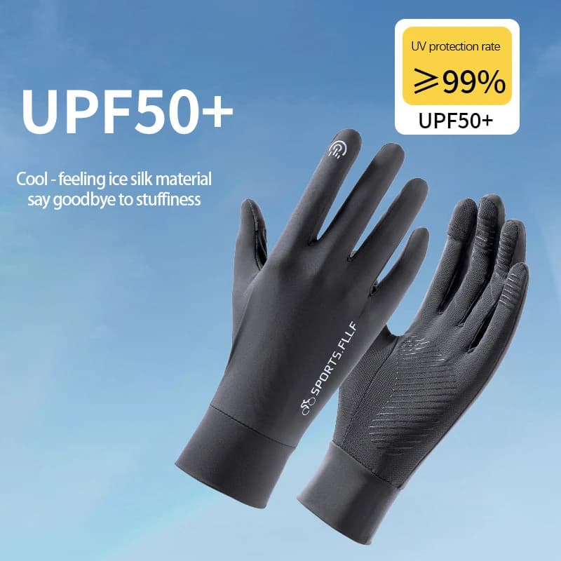 Summer Cycling Gloves Men Sun Protection Ice Silk Running Fingertip Flip Top Fishing Anti Slip Breathable Hiking Travel Gloves