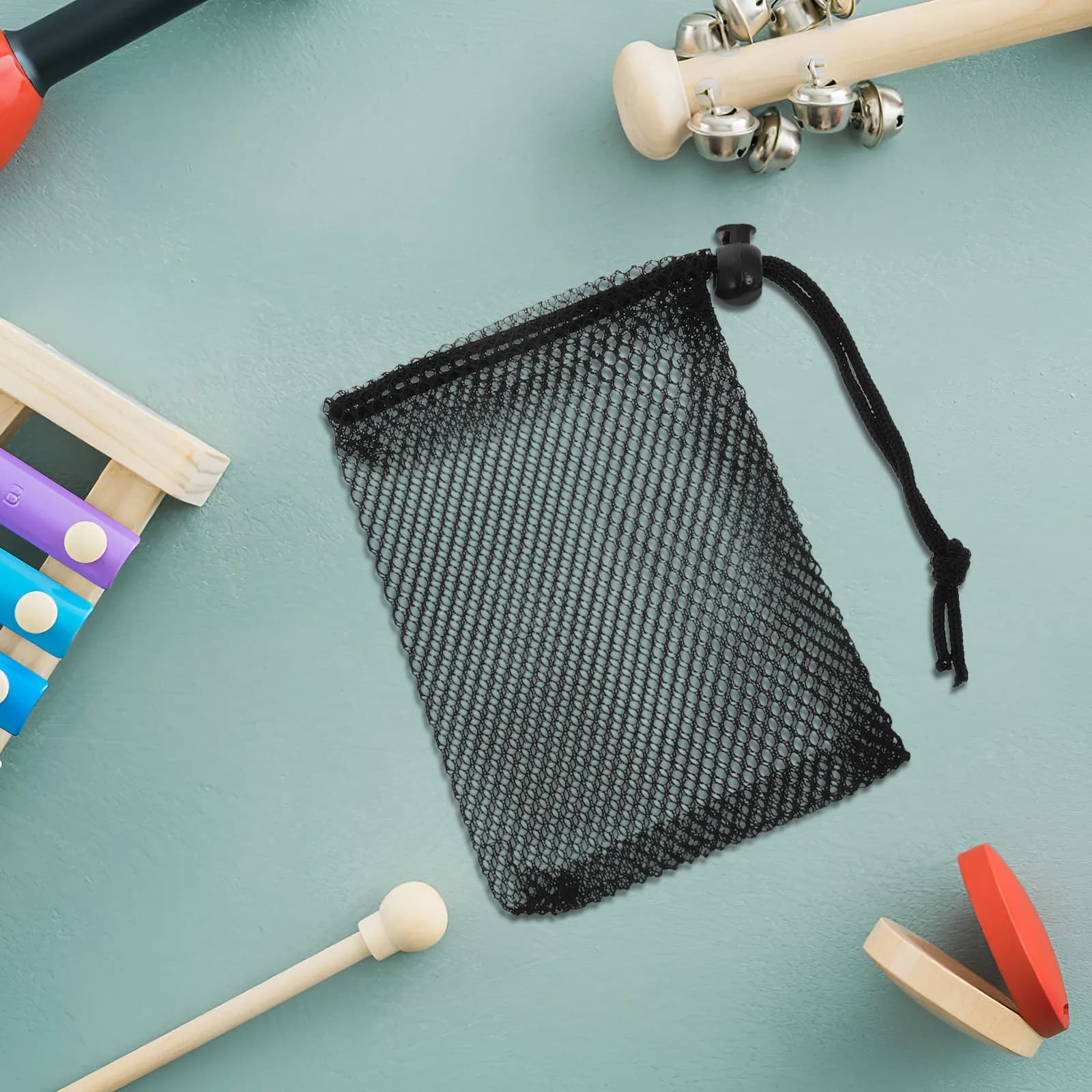 10Pcs Drawstring Mesh Bags Black Small Breathable Storage Organizer Gym Sports Equipment Baseball Golf Ball Carry Sack