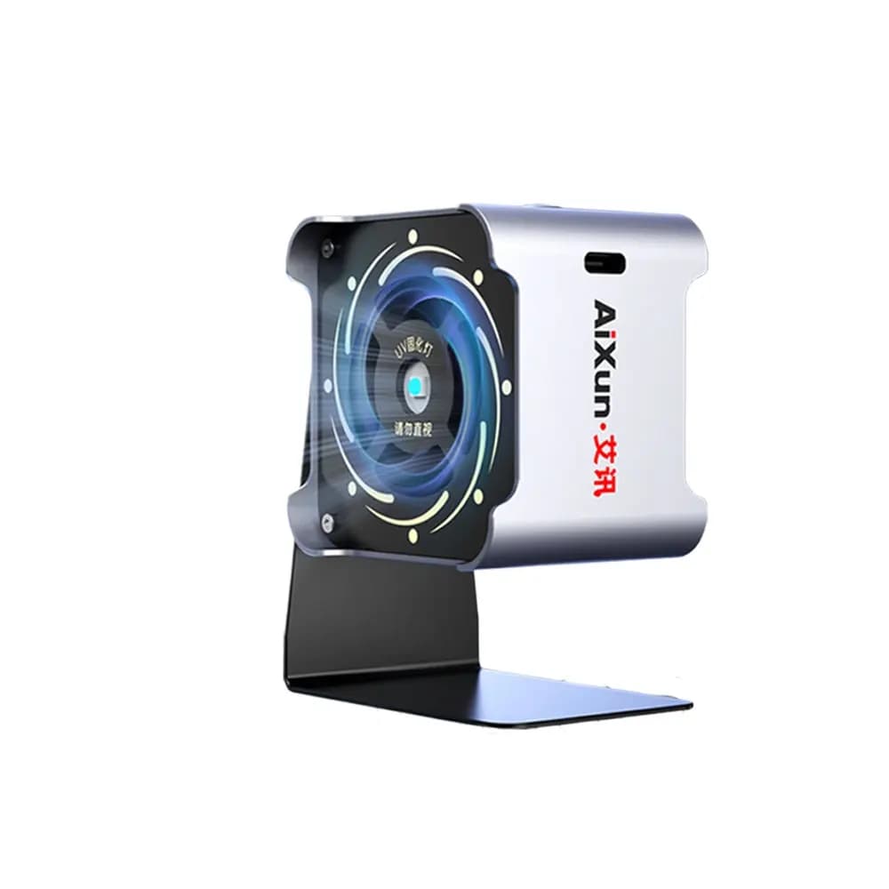 AiXun LF03 Ventilatore UV da 10W con Estrazione Fumi e Raffreddamento, Batteria da 1200mAh, Ricarica Type-C, Rotazione a 360° ° Supporto Girevole per Riparazione Telefoni